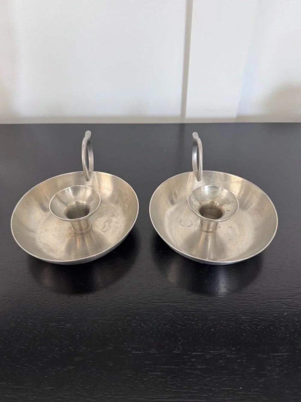 Danforth Pewter Candlestick Holders (Set of 2),Authentic by Judi Danforth,1989 - Picture 2 of 7